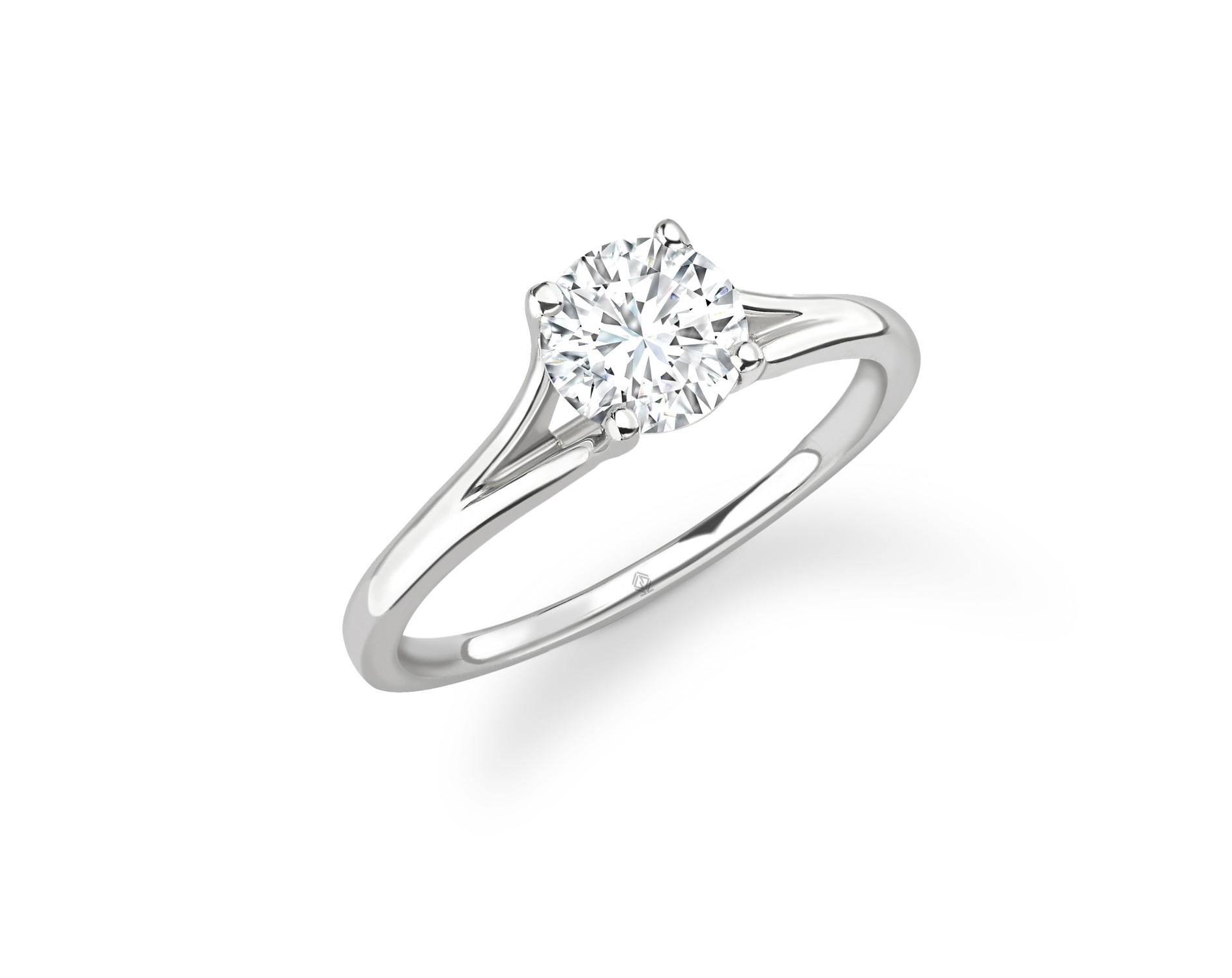 18K WHITE GOLD 4 PRONGS SOLITAIRE ROUND CUT DIAMOND ENGAGEMENT RING WITH SPLIT SHANK