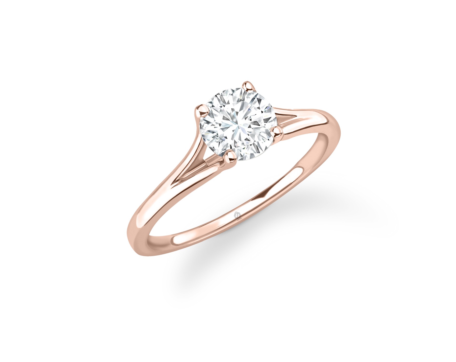 18K ROSE GOLD 4 PRONGS SOLITAIRE ROUND CUT DIAMOND ENGAGEMENT RING WITH SPLIT SHANK