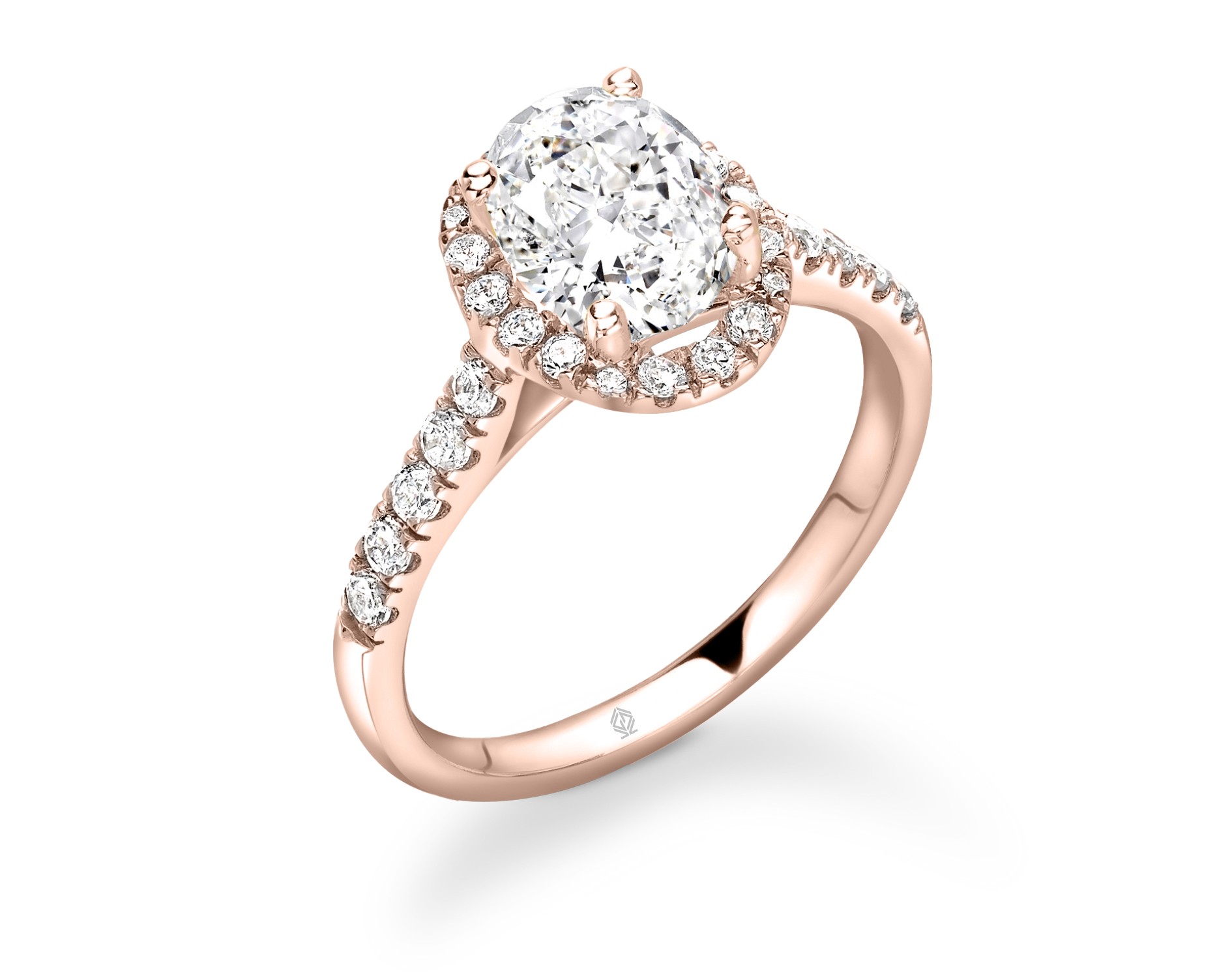 Oval engagement ring with halo and side on sale stones